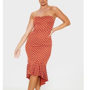 Terracotta Polka Dot Midi Dress